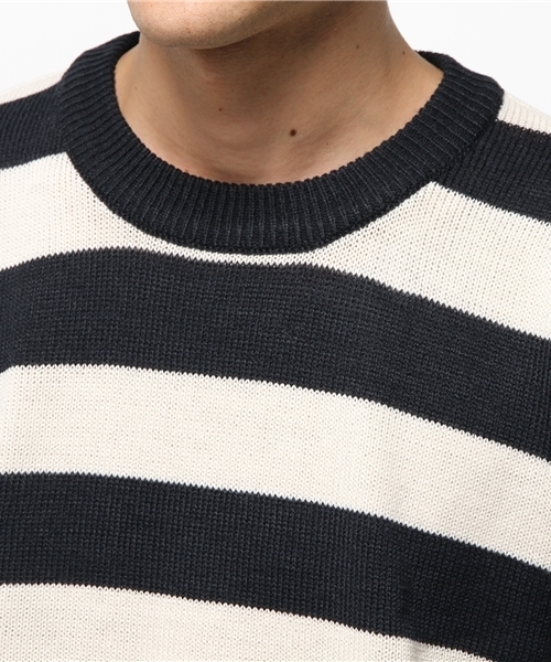 SEVENDAYS=SUNDAY（セブンデイズサンデイ）の「イレギュラーボーダー　プルオーバー（ニット/セーター・メンズ・カーキ/ネイビー/チャコールグレー・SMALL/LARGE/MEDIUM）」の7枚目の写真