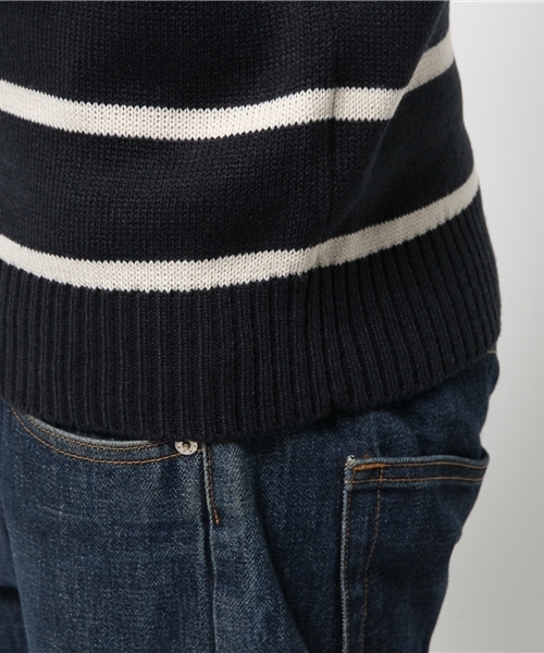SEVENDAYS=SUNDAY（セブンデイズサンデイ）の「イレギュラーボーダー　プルオーバー（ニット/セーター・メンズ・カーキ/ネイビー/チャコールグレー・SMALL/LARGE/MEDIUM）」の9枚目の写真
