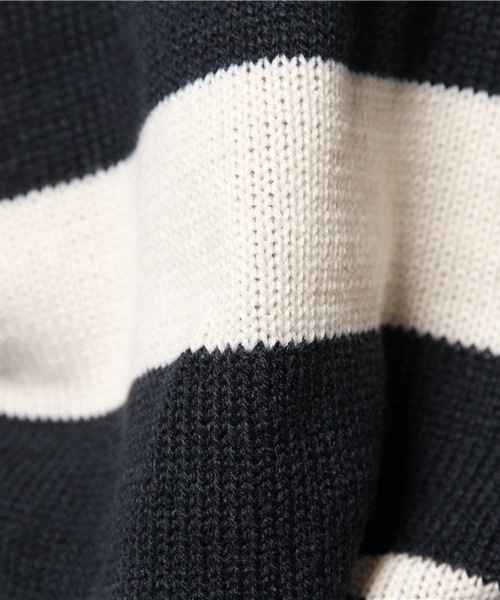 SEVENDAYS=SUNDAY（セブンデイズサンデイ）の「イレギュラーボーダー　プルオーバー（ニット/セーター・メンズ・カーキ/ネイビー/チャコールグレー・SMALL/LARGE/MEDIUM）」の4枚目の写真