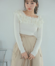 SNIDEL | プリーツドッキングプルオーバー(ニット/セーター)