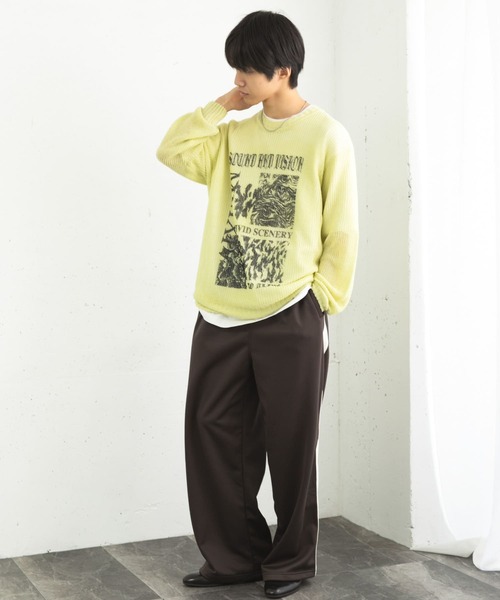 SENSE OF PLACE by URBAN RESEARCH（センスオブプレイスバイアーバンリサーチ）の「『洗濯可』グラフィックプリントシアーニット（ニット/セーター・メンズ・ネイビー/グレー/グリーン系その他・MEDIUM/LARGE）」の16枚目の写真