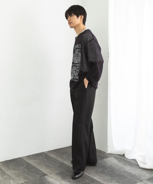 SENSE OF PLACE by URBAN RESEARCH（センスオブプレイスバイアーバンリサーチ）の「『洗濯可』グラフィックプリントシアーニット（ニット/セーター・メンズ・ネイビー/グレー/グリーン系その他・MEDIUM/LARGE）」の22枚目の写真