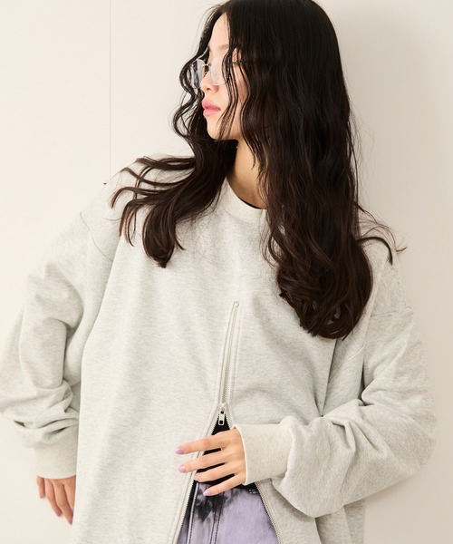 JUNRED(ジュンレッド)の「フロントジップスウェットクルー(Tシャツ/カットソー・メンズ・ブラック/グレー/ブルー系その他4・S/M/L)」の3枚目の写真