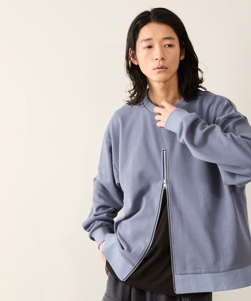セール】フロントジップスウェットクルー（Tシャツ/カットソー