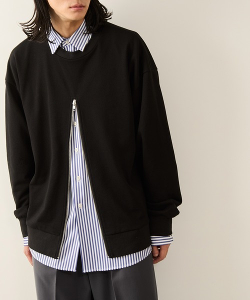 JUNRED(ジュンレッド)の「フロントジップスウェットクルー(Tシャツ/カットソー・メンズ・ブラック/グレー/ブルー系その他4・S/M/L)」の2枚目の写真
