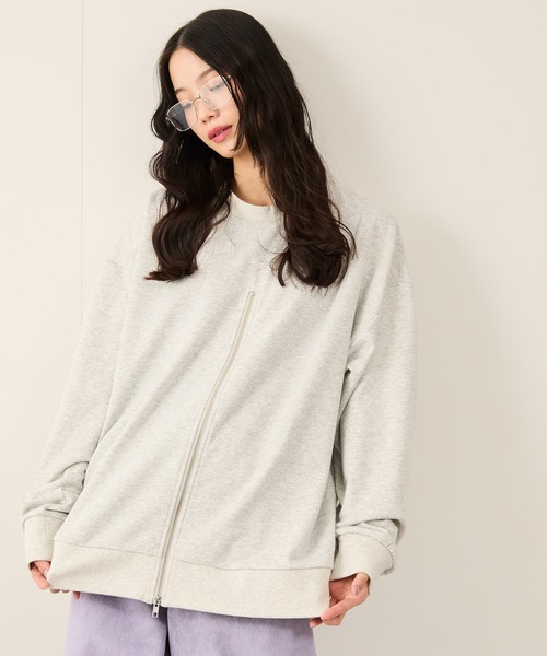 JUNRED(ジュンレッド)の「フロントジップスウェットクルー(Tシャツ/カットソー・メンズ・ブラック/グレー/ブルー系その他4・S/M/L)」の5枚目の写真