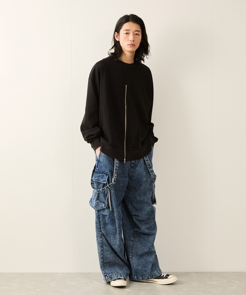 セール】フロントジップスウェットクルー（Tシャツ/カットソー