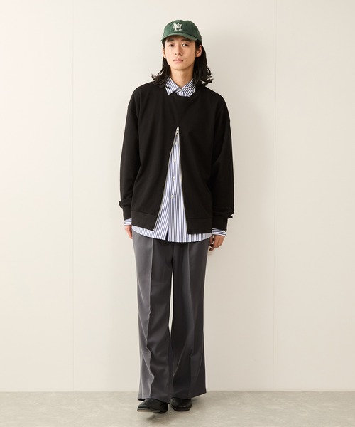 セール】フロントジップスウェットクルー（Tシャツ/カットソー