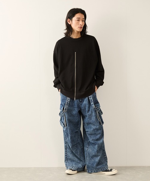 JUNRED(ジュンレッド)の「フロントジップスウェットクルー(Tシャツ/カットソー・メンズ・ブラック/グレー/ブルー系その他4・S/M/L)」の16枚目の写真