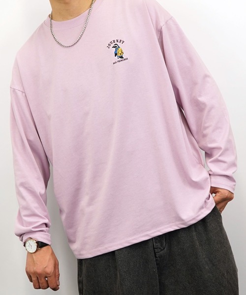 Burner(バーナー)の「【GROOVY STORE】ワイドシルエット ワンポイントアニマル刺繍ロングスリーブTシャツ(Tシャツ/カットソー・メンズ・ブラック/ブラック系その他2/オフホワイト/ホワイト系その他2/ダークグリーン/スミクロ/ミント/ネイビー/ブルー系その他/ラベンダー/オレンジ/ホワイト・M/L/LL)」の11枚目の写真