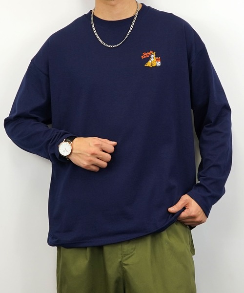 Burner(バーナー)の「【GROOVY STORE】ワイドシルエット ワンポイントアニマル刺繍ロングスリーブTシャツ(Tシャツ/カットソー・メンズ・ブラック/ブラック系その他2/オフホワイト/ホワイト系その他2/ダークグリーン/スミクロ/ミント/ネイビー/ブルー系その他/ラベンダー/オレンジ/ホワイト・M/L/LL)」の9枚目の写真