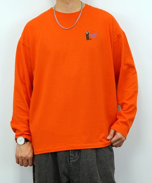 Burner(バーナー)の「【GROOVY STORE】ワイドシルエット ワンポイントアニマル刺繍ロングスリーブTシャツ(Tシャツ/カットソー・メンズ・ブラック/ブラック系その他2/オフホワイト/ホワイト系その他2/ダークグリーン/スミクロ/ミント/ネイビー/ブルー系その他/ラベンダー/オレンジ/ホワイト・M/L/LL)」の12枚目の写真