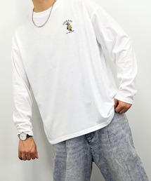 【GROOVY STORE】ワイドシルエット ワンポイントアニマル刺繍ロングスリーブTシャツ
