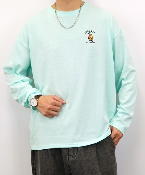Burner(バーナー)の「【GROOVY STORE】ワイドシルエット ワンポイントアニマル刺繍ロングスリーブTシャツ(Tシャツ/カットソー・メンズ・ブラック/ブラック系その他2/オフホワイト/ホワイト系その他2/ダークグリーン/スミクロ/ミント/ネイビー/ブルー系その他/ラベンダー/オレンジ/ホワイト・M/L/LL)」の8枚目の写真