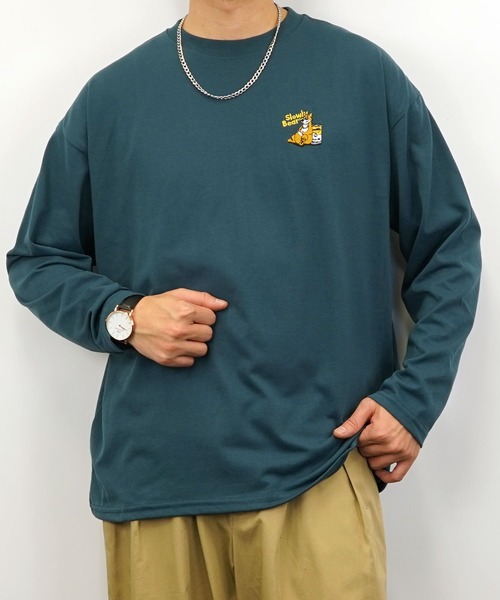 Burner(バーナー)の「【GROOVY STORE】ワイドシルエット ワンポイントアニマル刺繍ロングスリーブTシャツ(Tシャツ/カットソー・メンズ・ブラック/ブラック系その他2/オフホワイト/ホワイト系その他2/ダークグリーン/スミクロ/ミント/ネイビー/ブルー系その他/ラベンダー/オレンジ/ホワイト・M/L/LL)」の7枚目の写真