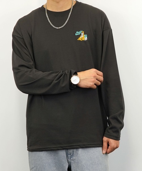 Burner(バーナー)の「【GROOVY STORE】ワイドシルエット ワンポイントアニマル刺繍ロングスリーブTシャツ(Tシャツ/カットソー・メンズ・ブラック/ブラック系その他2/オフホワイト/ホワイト系その他2/ダークグリーン/スミクロ/ミント/ネイビー/ブルー系その他/ラベンダー/オレンジ/ホワイト・M/L/LL)」の13枚目の写真
