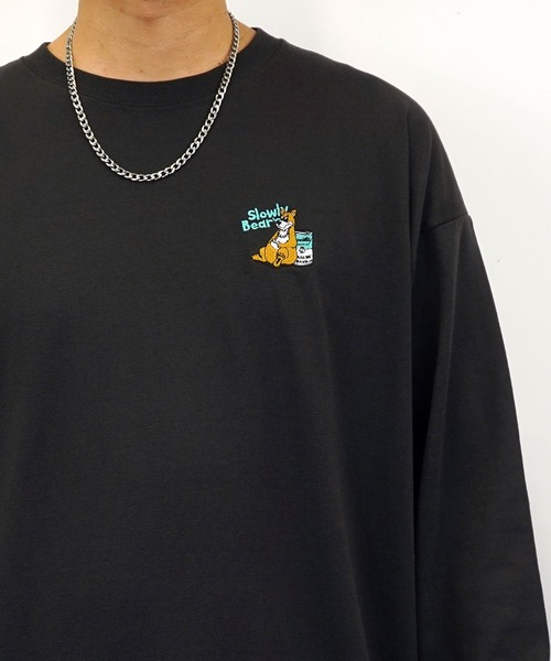 Burner(バーナー)の「【GROOVY STORE】ワイドシルエット ワンポイントアニマル刺繍ロングスリーブTシャツ(Tシャツ/カットソー・メンズ・ブラック/ブラック系その他2/オフホワイト/ホワイト系その他2/ダークグリーン/スミクロ/ミント/ネイビー/ブルー系その他/ラベンダー/オレンジ/ホワイト・M/L/LL)」の15枚目の写真