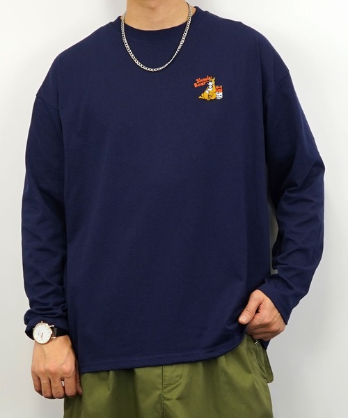 Burner(バーナー)の「【GROOVY STORE】ワイドシルエット ワンポイントアニマル刺繍ロングスリーブTシャツ(Tシャツ/カットソー・メンズ・ブラック/ブラック系その他2/オフホワイト/ホワイト系その他2/ダークグリーン/スミクロ/ミント/ネイビー/ブルー系その他/ラベンダー/オレンジ/ホワイト・M/L/LL)」の16枚目の写真