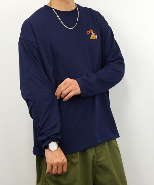 Burner(バーナー)の「【GROOVY STORE】ワイドシルエット ワンポイントアニマル刺繍ロングスリーブTシャツ(Tシャツ/カットソー・メンズ・ブラック/ブラック系その他2/オフホワイト/ホワイト系その他2/ダークグリーン/スミクロ/ミント/ネイビー/ブルー系その他/ラベンダー/オレンジ/ホワイト・M/L/LL)」の18枚目の写真