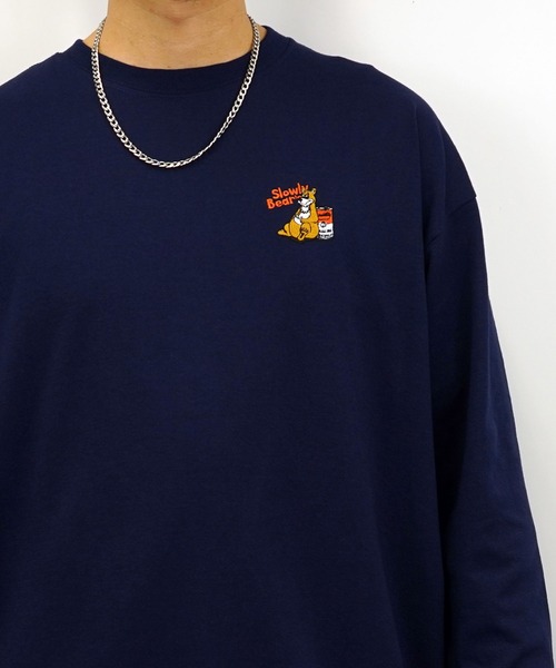 Burner(バーナー)の「【GROOVY STORE】ワイドシルエット ワンポイントアニマル刺繍ロングスリーブTシャツ(Tシャツ/カットソー・メンズ・ブラック/ブラック系その他2/オフホワイト/ホワイト系その他2/ダークグリーン/スミクロ/ミント/ネイビー/ブルー系その他/ラベンダー/オレンジ/ホワイト・M/L/LL)」の19枚目の写真