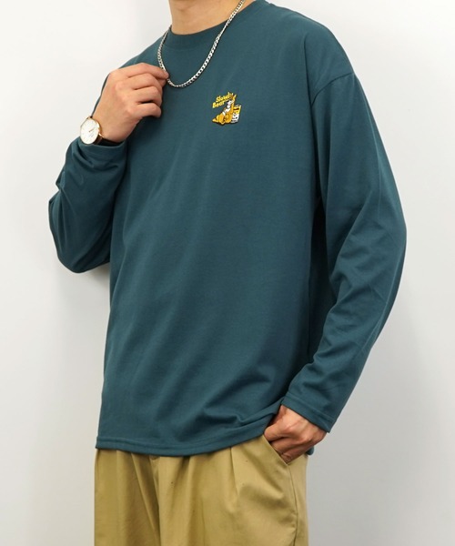 Burner(バーナー)の「【GROOVY STORE】ワイドシルエット ワンポイントアニマル刺繍ロングスリーブTシャツ(Tシャツ/カットソー・メンズ・ブラック/ブラック系その他2/オフホワイト/ホワイト系その他2/ダークグリーン/スミクロ/ミント/ネイビー/ブルー系その他/ラベンダー/オレンジ/ホワイト・M/L/LL)」の21枚目の写真
