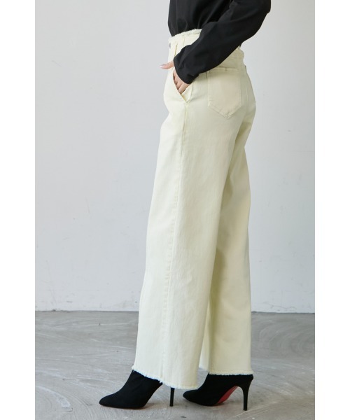 M.deux（エムドゥ）の「〇カットオフワイドデニム〇（デニムパンツ・レディース・ライトイエロー/サックスブルー・MEDIUM）」の6枚目の写真