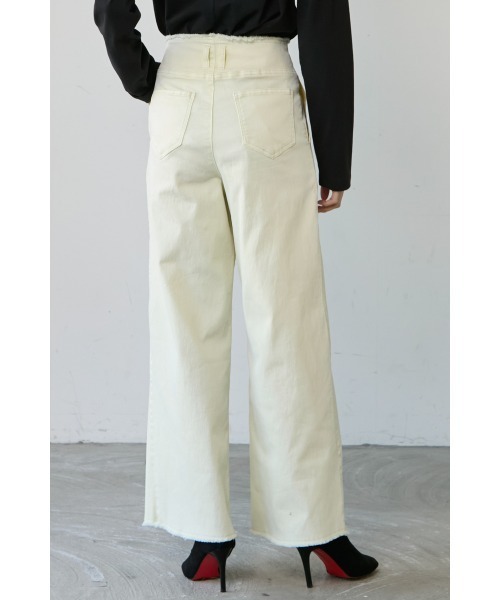 M.deux（エムドゥ）の「〇カットオフワイドデニム〇（デニムパンツ・レディース・ライトイエロー/サックスブルー・MEDIUM）」の7枚目の写真