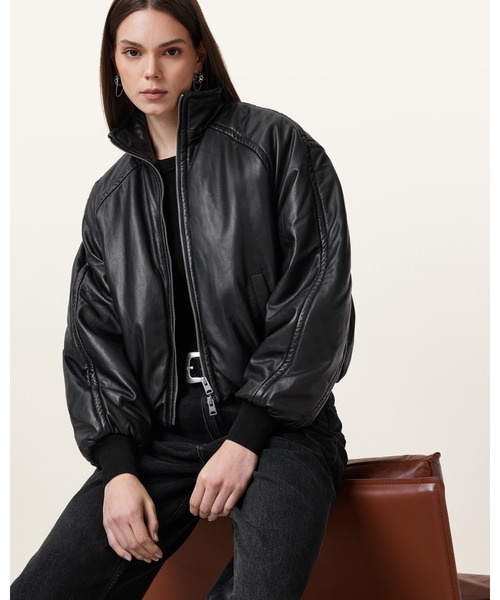 ROWAN FUNNEL NECK LEATHER BOMBER JACKET | ROWAN ファンネル ネック