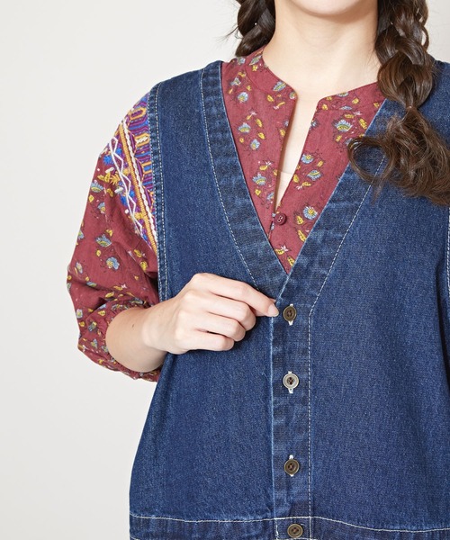 チャイハネ(チャイハネ)の「【チャイハネ】カシュデニムサロペット(サロペット/オーバーオール・レディース・ネイビー/ブルー・FREE)」の11枚目の写真