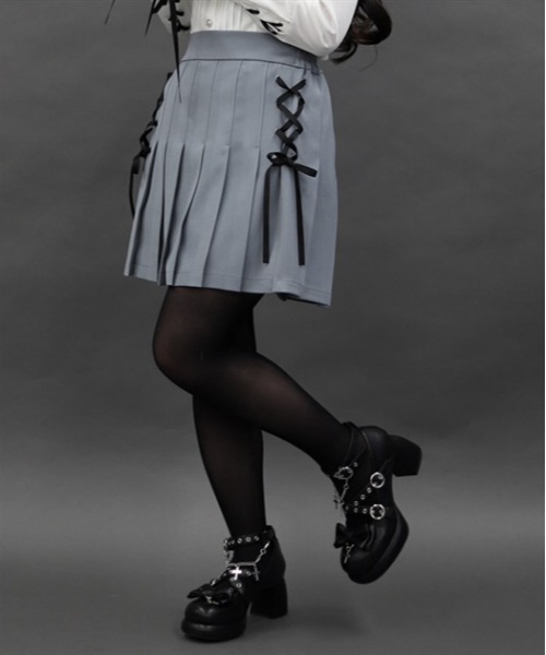 axes femme POETIQUE(アクシーズファムポエティック)の「プリーツミニスカパン(その他パンツ・レディース・ブルー/グレー/ブラック・MEDIUM)」の2枚目の写真