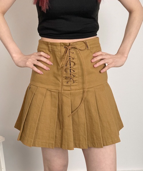 セール】コルセットプリーツミニスカート/Corset Pleated Mini