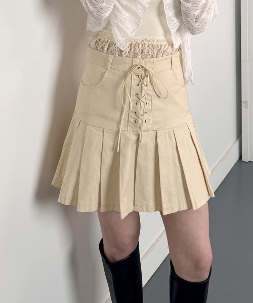 セール】コルセットプリーツミニスカート/Corset Pleated Mini