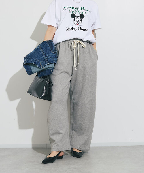 un dix cors（アンディコール）の「《リラックスカジュアルに》裏毛カーブパンツ（スウェットパンツ・レディース・ブラック/グレー・FREE）」の9枚目の写真