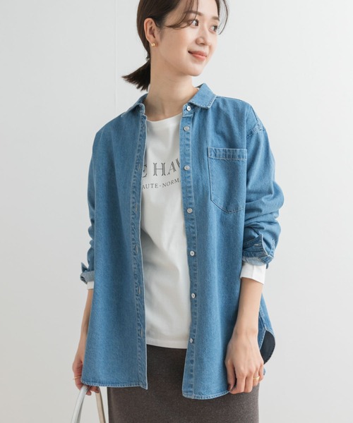 URBAN RESEARCH DOORS(アーバンリサーチドアーズ)の「デニムレギュラーカラーシャツ(シャツ/ブラウス・レディース・インディゴブルー/ライトインディゴブルー・MEDIUM)」の12枚目の写真