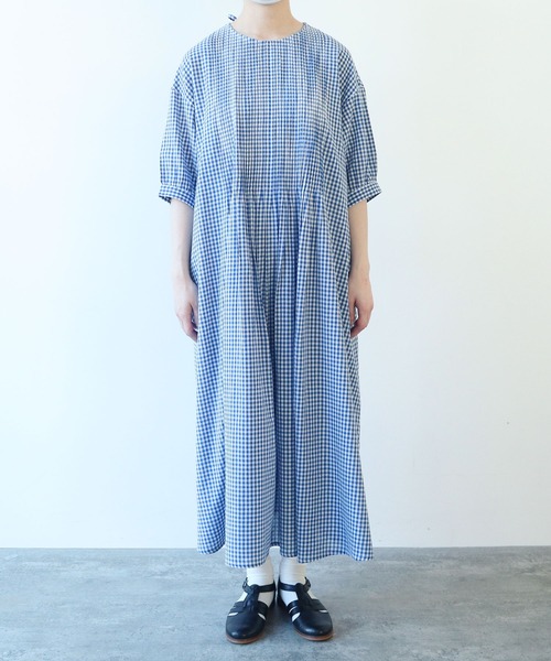 【bulle de savon】 ビュルデサボン コットンチェック柄ワンピース bulle de savon（ビュルデサボン）の「Linen Check シャツ