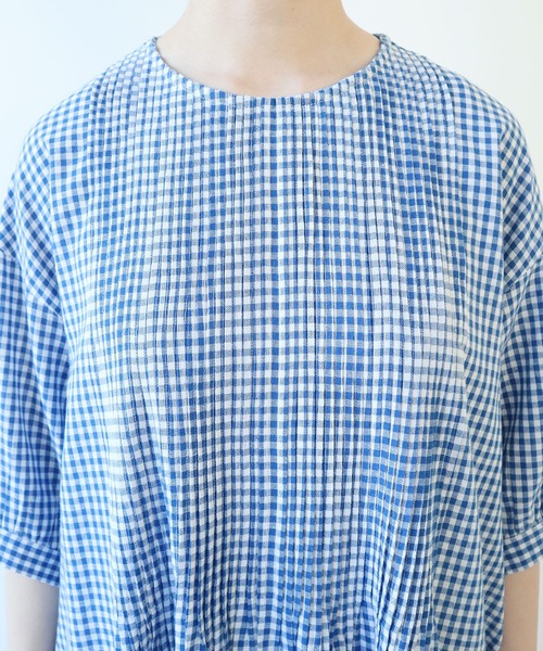 bulle de savon（ビュルデサボン）の「gingham pin tuck ワンピース（ワンピース・レディース・ブルー/ブラック・FREE）」の11枚目の写真