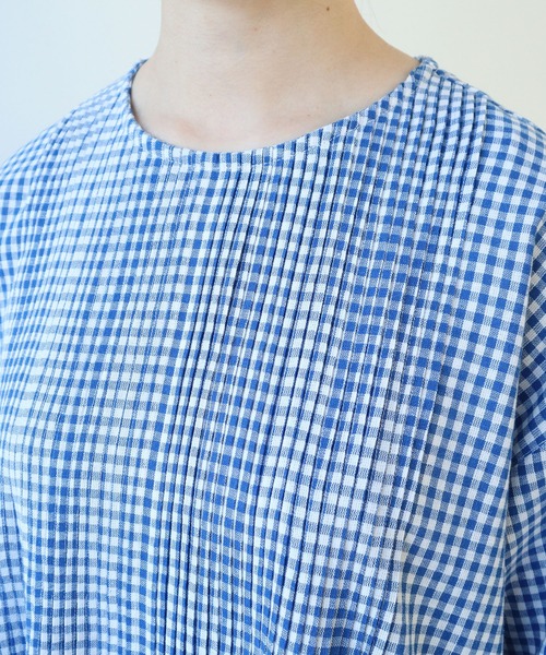 bulle de savon（ビュルデサボン）の「gingham pin tuck ワンピース（ワンピース・レディース・ブルー/ブラック・FREE）」の12枚目の写真