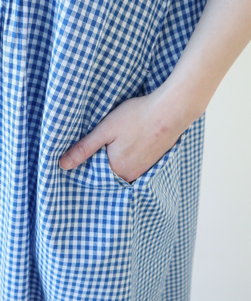bulle de savon（ビュルデサボン）の「gingham pin tuck ワンピース（ワンピース・レディース・ブルー/ブラック・FREE）」の16枚目の写真