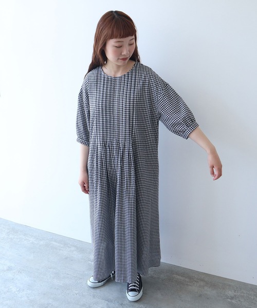 △gingham pin tuck ワンピース（ワンピース）｜bulle de savon