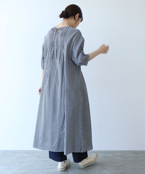 bulle de savon ワンピース △gingham pin tuck ワンピース（ワンピース）｜bulle de savon