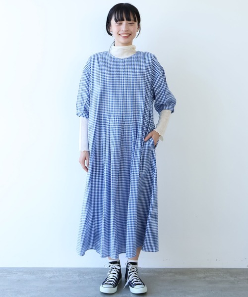 △gingham pin tuck ワンピース（ワンピース）｜bulle de savon