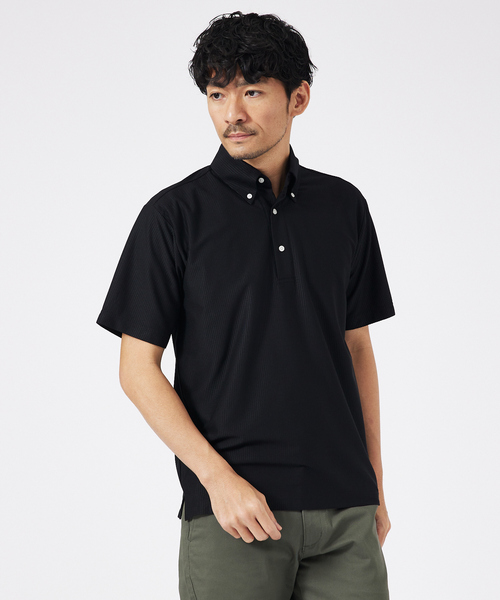 ABAHOUSE GRAY（アバハウスグレイ）の「トリコットサッカー ボタンダウン ポロシャツ（ポロシャツ・メンズ・ネイビー/ホワイト/ブラック/ブルー系その他・50/48/46）」の2枚目の写真