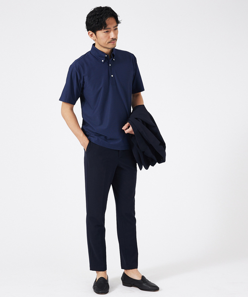 ABAHOUSE GRAY（アバハウスグレイ）の「トリコットサッカー ボタンダウン ポロシャツ（ポロシャツ・メンズ・ネイビー/ホワイト/ブラック/ブルー系その他・50/48/46）」の5枚目の写真