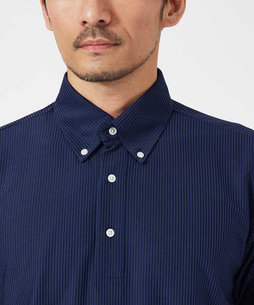 ABAHOUSE GRAY（アバハウスグレイ）の「トリコットサッカー ボタンダウン ポロシャツ（ポロシャツ・メンズ・ネイビー/ホワイト/ブラック/ブルー系その他・50/48/46）」の8枚目の写真