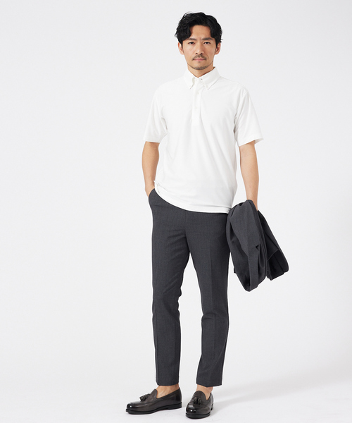 ABAHOUSE GRAY（アバハウスグレイ）の「トリコットサッカー ボタンダウン ポロシャツ（ポロシャツ・メンズ・ネイビー/ホワイト/ブラック/ブルー系その他・50/48/46）」の14枚目の写真