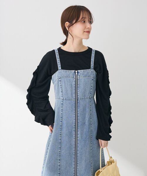 ELENCARE DUE（エレンカーレデュエ）の「・ELENCARE DUE デニムW-ZIPジャンスカ（ジャンパースカート・レディース・ブラック/インディゴブルー/ライトインディゴブルー・FREE）」の12枚目の写真