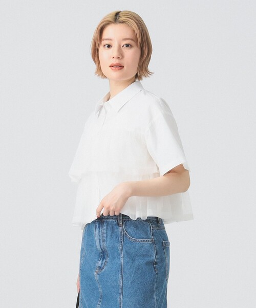 Ray BEAMS（レイビームス）の「シアー ティアード クロップド シャツ（シャツ/ブラウス・レディース・オフホワイト/ブラック・ONE SIZE）」の18枚目の写真