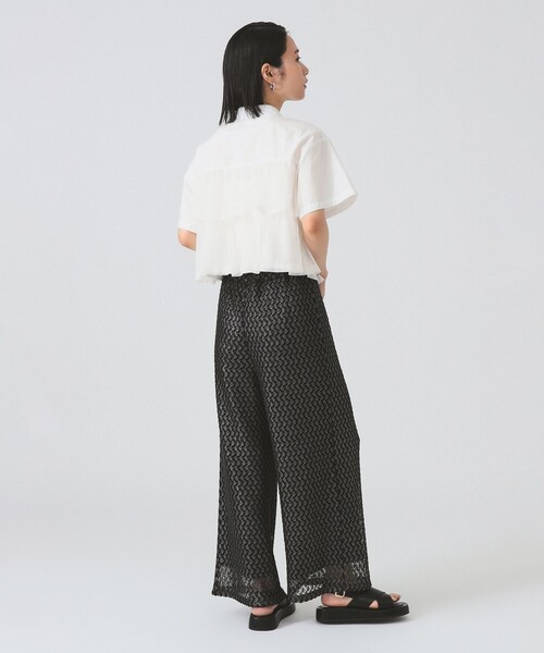 Ray BEAMS シアー ティアード クロップド シャツ 美品 Ray BEAMS（レイ ビームス）シアー ティアード クロップド