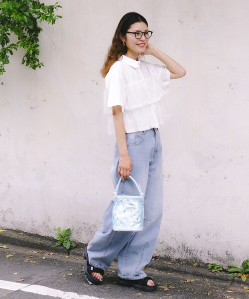 Ray BEAMS シアー ティアード クロップド シャツ 美品 シアー ティアード クロップド シャツ（シャツ/ブラウス）｜Ray