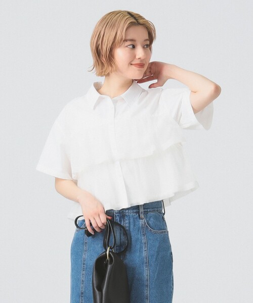 Ray BEAMS（レイビームス）の「シアー ティアード クロップド シャツ（シャツ/ブラウス・レディース・オフホワイト/ブラック・ONE SIZE）」の19枚目の写真